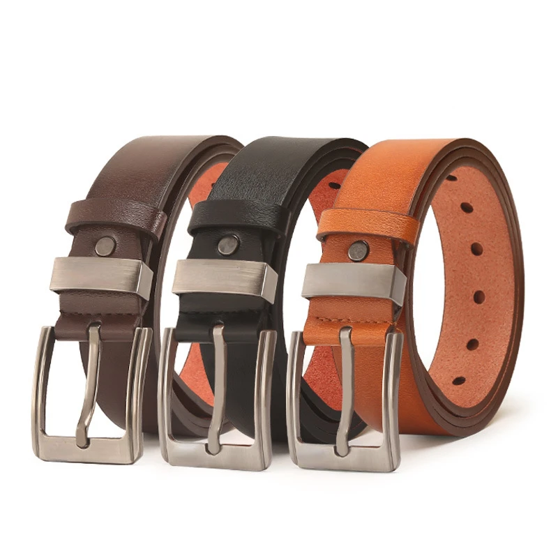 

Men's PU Alloy Square Buckle Business Leisure Belts 2022 Autumn Winter Fashion Black Coffee Brown Belts Belts for Men