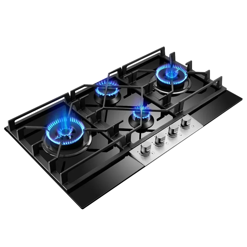 GEYI Built-in Gas Cooker with 4 Heads 860mm Big Panel 4 Burners Gas Stove for Kitchen Fierce Fire Power Range Cooktop