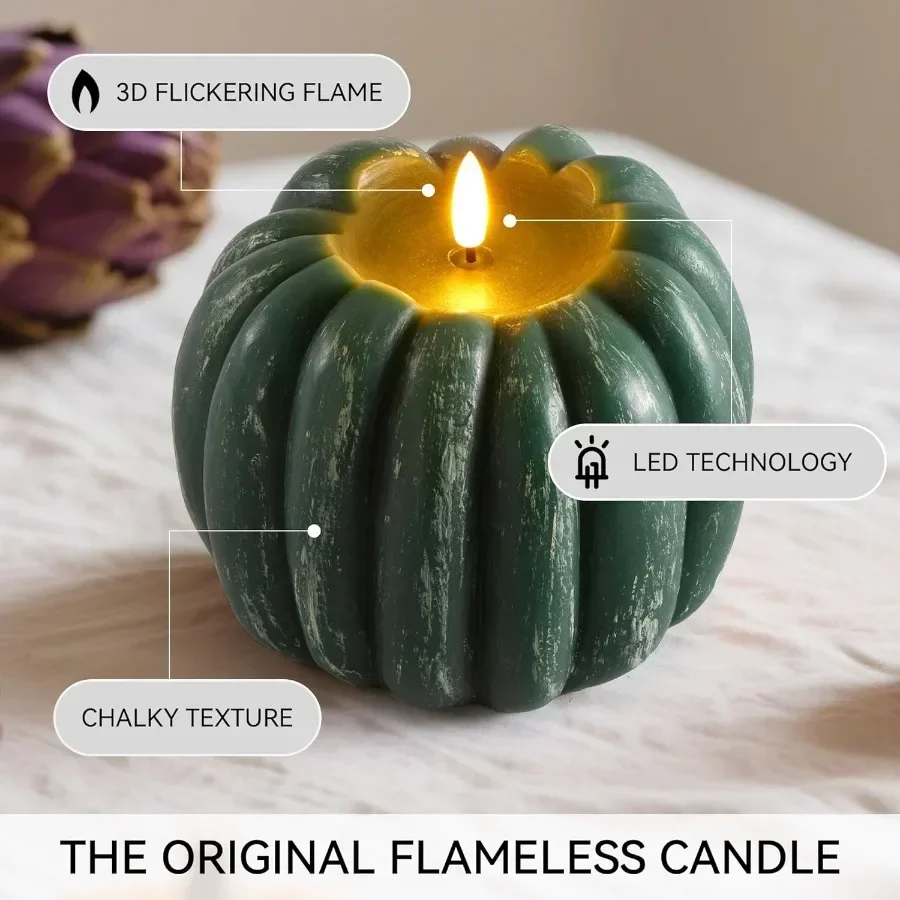 Fall Decorations for Home Flickering Flameless Wax Pumpkin LED Candle with Timer Remote Control Thanksgiving Gifts Autumn Farmh