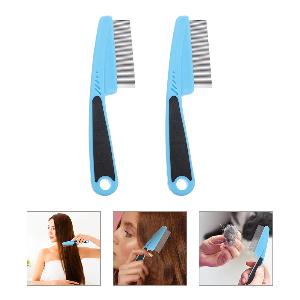 

2 Pcs Remove The Stainless Steel Fine Tooth Comb Child Pet Metal Hair Pick