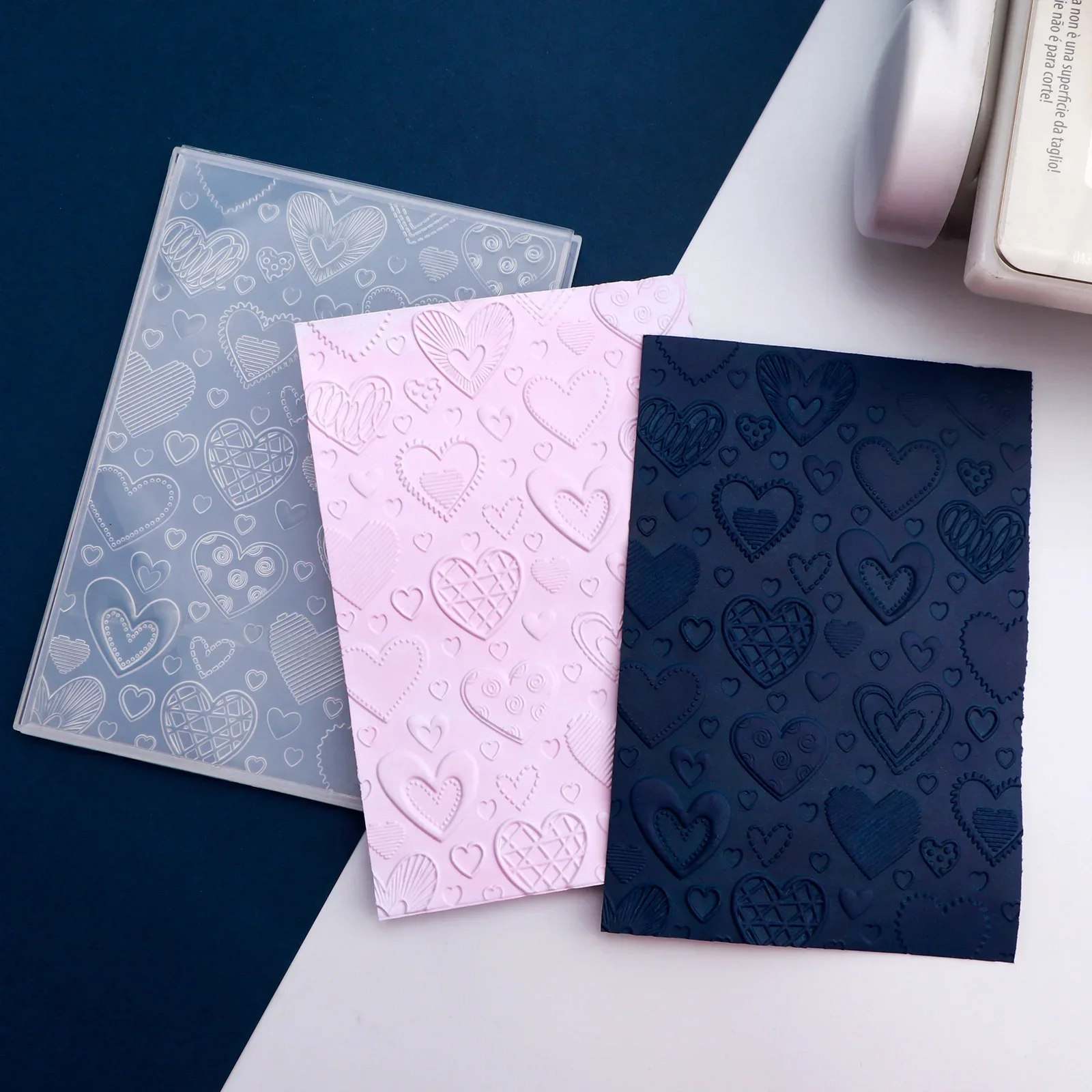 Heart Shape Patterns Background 3D Embossing Folder Templates For Adding Textured Detail To Paper Card Crafting Making Project