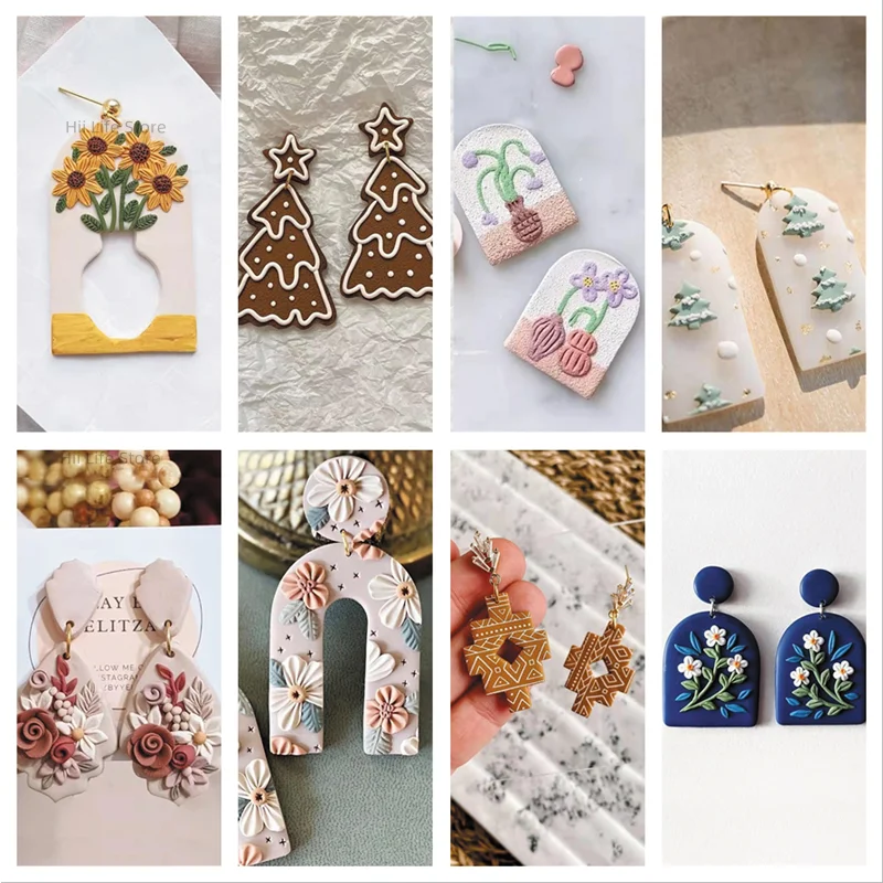 Soft Pottery Polymer Clay Cutter INS French Earring Shape Cutting Mold DIY Handmade Earring Jewelry Pendant Making Tool Polymer Clay Cutter