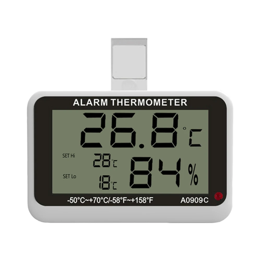 Advanced Digital Temperature and Humidity Monitor with Large LCD Screen and Alarm Function