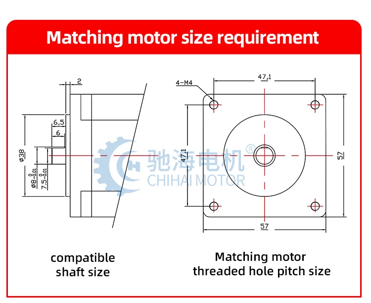 Description Picture 5 of itemNema 23 Planetary Gearbox 57mm Motor Reducer Ratio 3/4/5/6/10/15/16/20/25/30/36/40/50