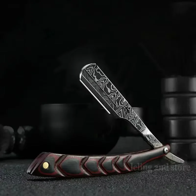 Razor blade tan wood handle shaving razors men's replaceable