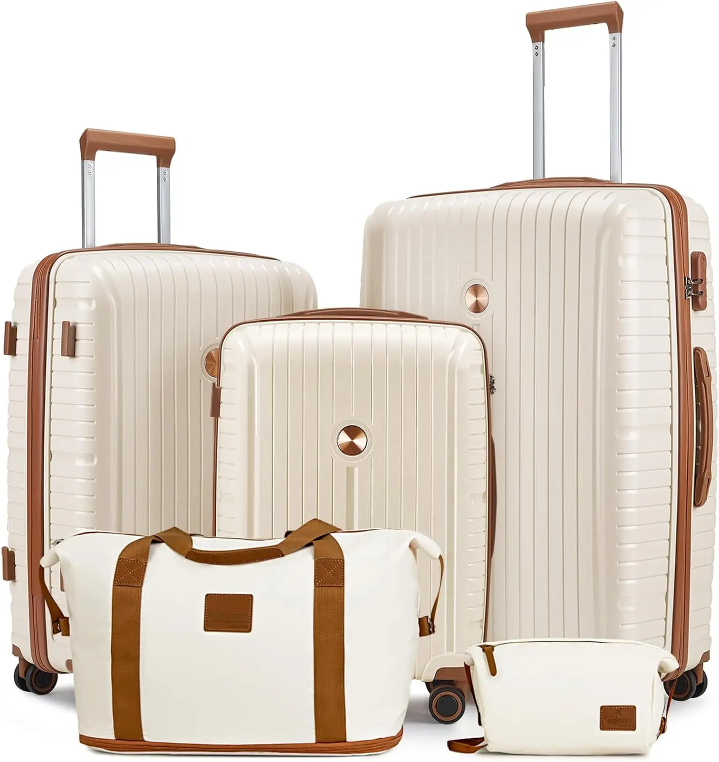 BAKAJI - Set 3 Valigie Rigide Con Ruote Easy Roll Trolley Bagaglio A Mano Viaggio Bianco 8054143039542