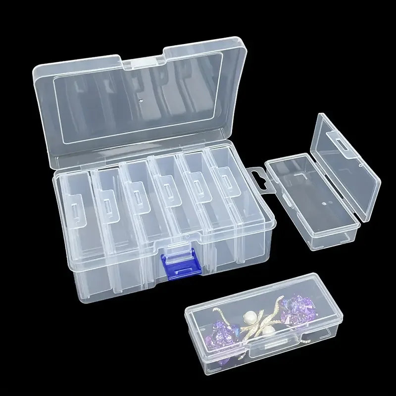 6pcs Sturdy Clear Plastic Storage Box Set-Durable Rectangular Craft Organizer Cases-Multi-Use Containers with Latch
