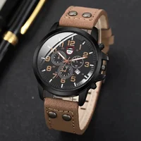 Fashion Men's Calendar Quartz Watch Sports Watches Casual Leather Strap Male Wristwatch Reloj Hombre 2