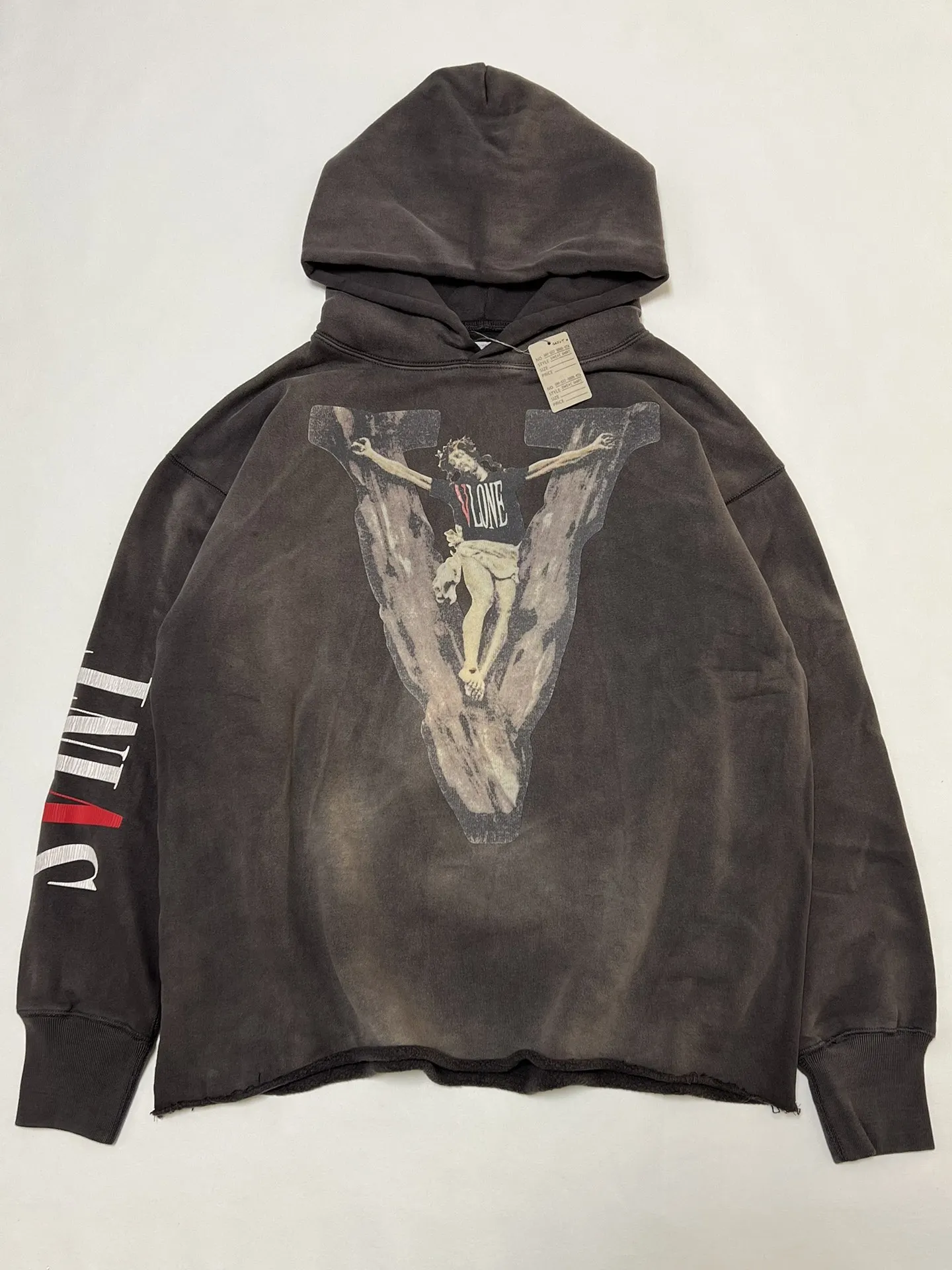 

22SS Saint Fall Winter Men High Street Hip Hop Washed Old Cracked Print Hoodie