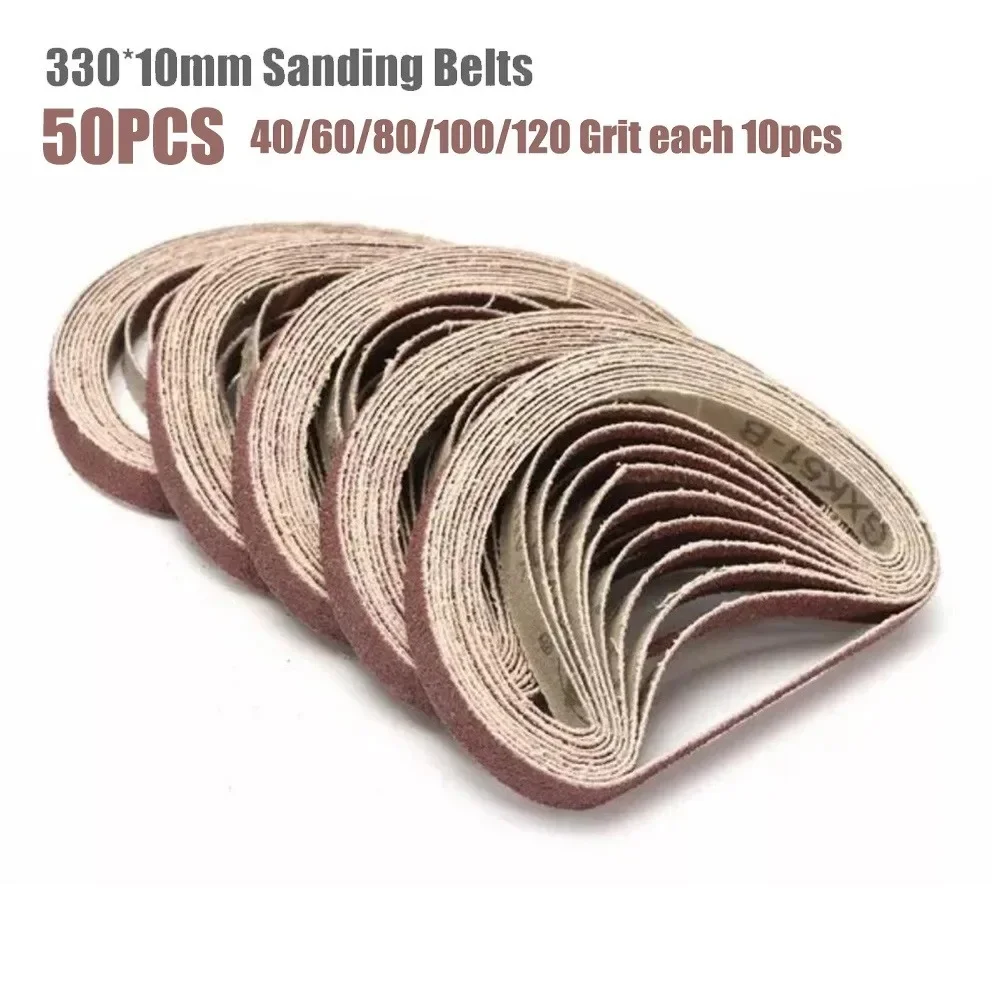 50pcs Sanding Belt 40-120 Grits For 10x330mm Sanders File Sanders Sander Angle Grinder Modified belt sander Accessory belt sander sanding paper