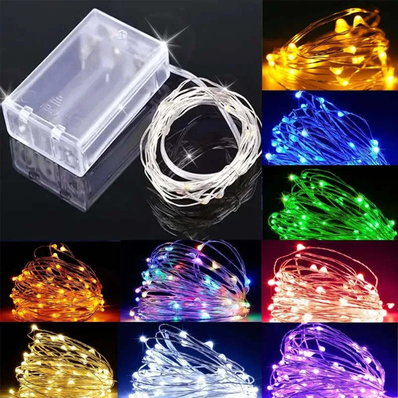 LED String Lights 1PC LED Small Lights Christmas Bouquet Decor Atmosphere Copper Wire Color Lights Battery Box Strip