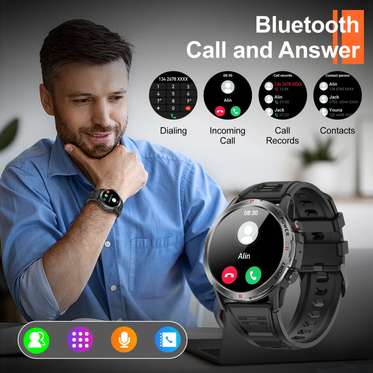 WEOFLY ͽ÷η Ʈ ġ, AMOLED ũ, BlE5.2 ȭ ո , ɹڼ ,   Ʈġ, ߿, 1.43 ġ