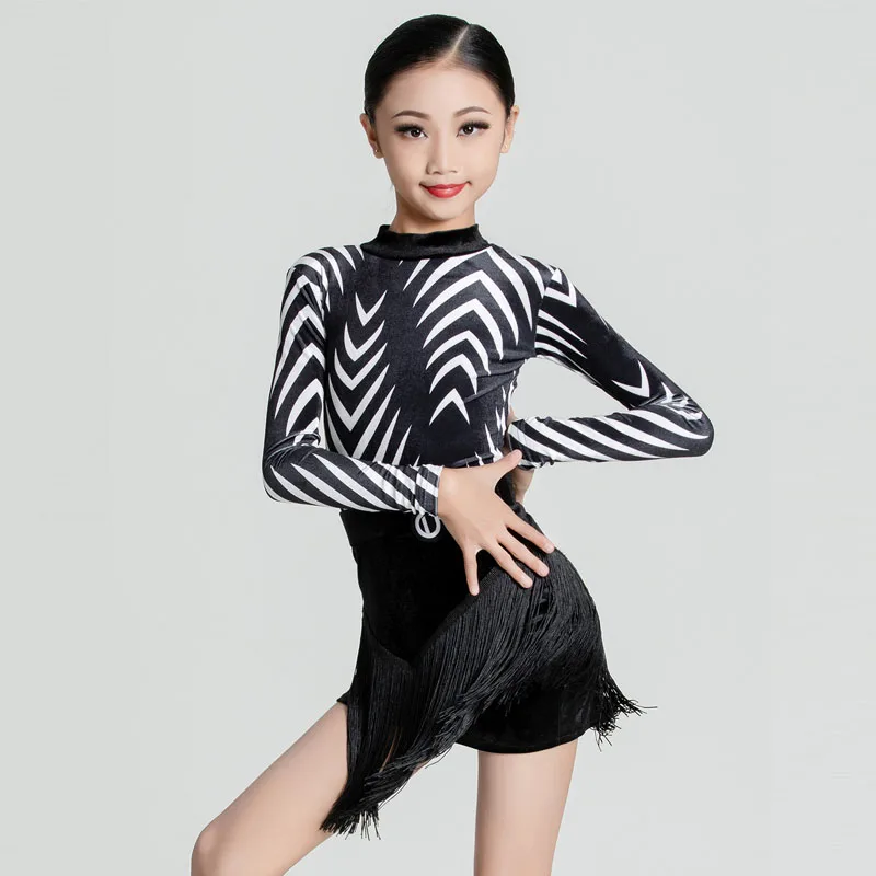 

Latin dance costume 2024 new autumn and winter internet celebrity training suit for girls high-end tassel set