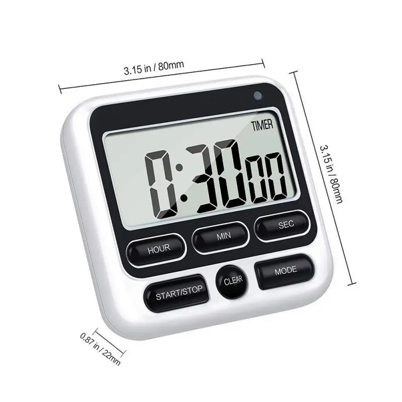 

Digital Screen Kitchen Timer Large Display Digital Timer Square Cooking Count Up Countdown Alarm Remind Sleep Stopwatch Clock