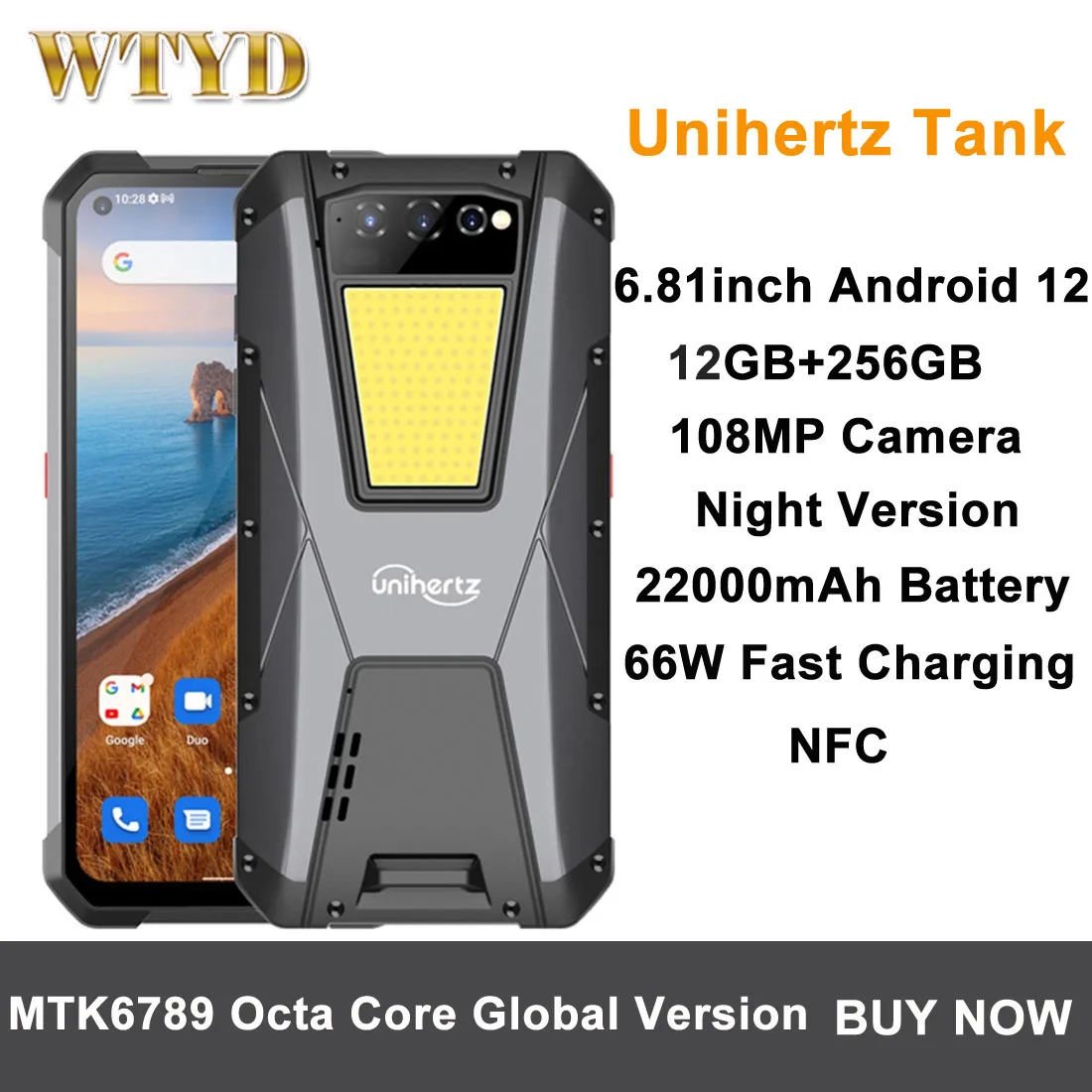 UnihertzTankRuggedPhone108MPCameraNightVersion12GB256GB