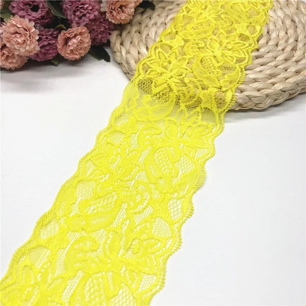 Description Picture 4 of item2~10yard Width 8cm Elastic Lace Sewing Ribbon White Black Stretch Lace Trimming Fabric Knitting Material DIY Garment Accessories