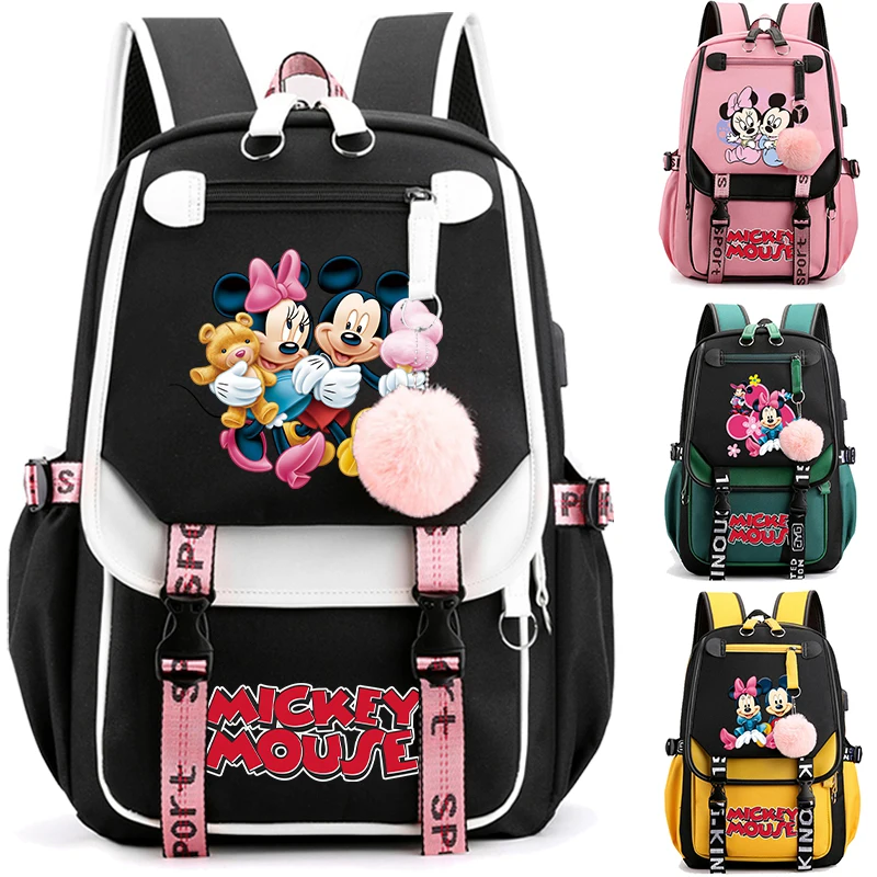 

Disney Mickey Mouse Backpack Women Minnie Rucksack for Girl Student Back To School Bookbag Teenag Children Cute Cartoon Knapsack