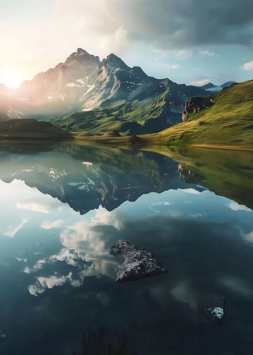 Natural Scenery Landscape Canvas Art: Sea, Mountains, and Rivers Poster