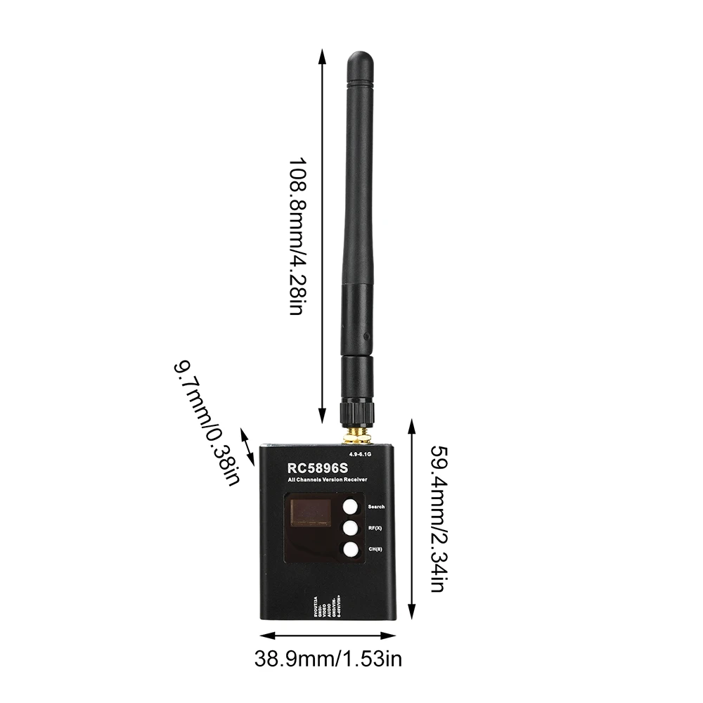 Receptor de Vídeo RC5896S 4.9-6.1GHz 96 Canais FPV