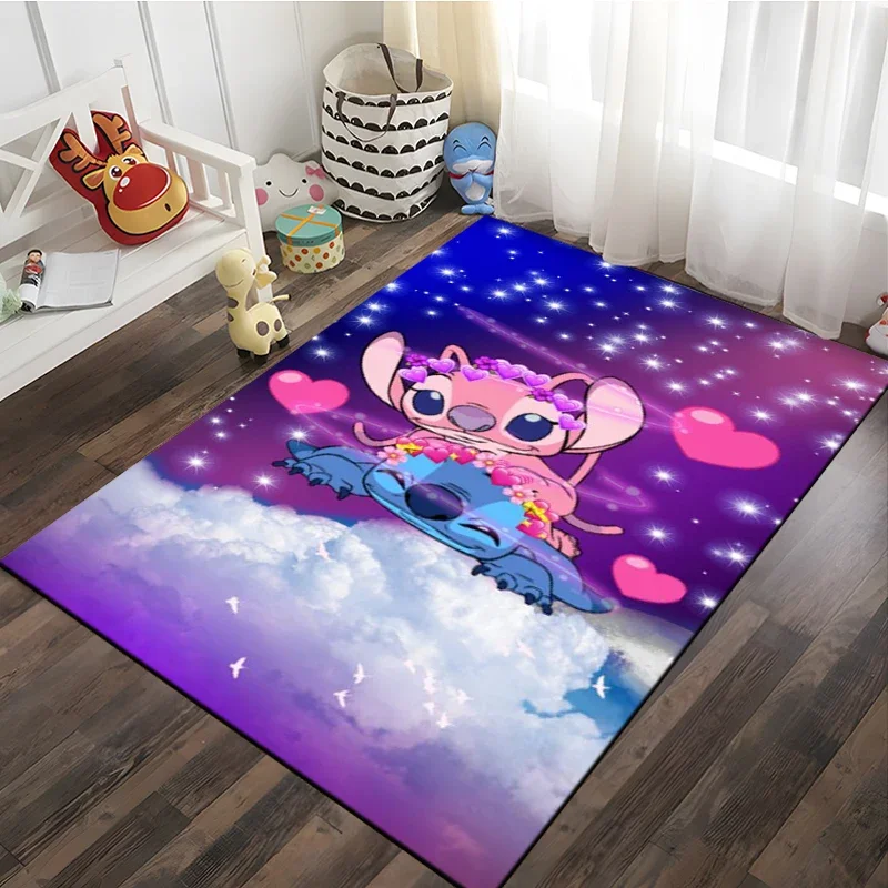 thumbnail image 1 of Alfombra de Disney con figura de Anime Stitch, alfombra estampada para sala de estar y dormitorio, felpudo creativo de dibujos animados para dormitorio de niños, sofá, alfombras para el suelo, 1 of 5