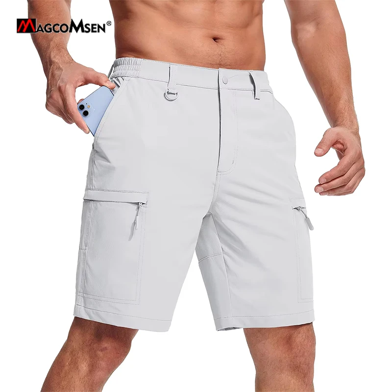 MAGCOMSEN Men's Hiking Shorts 5 Pockets Waterproof Ripstop Quick Dry Outdoor Cargo Fishing Safari Shorts