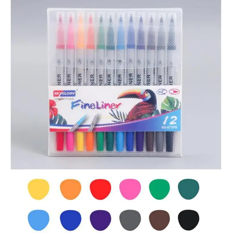 

12/18/24/36Pcs Dual Tip Flexible Color Brush Fineliner Watercolor Drawing Pen