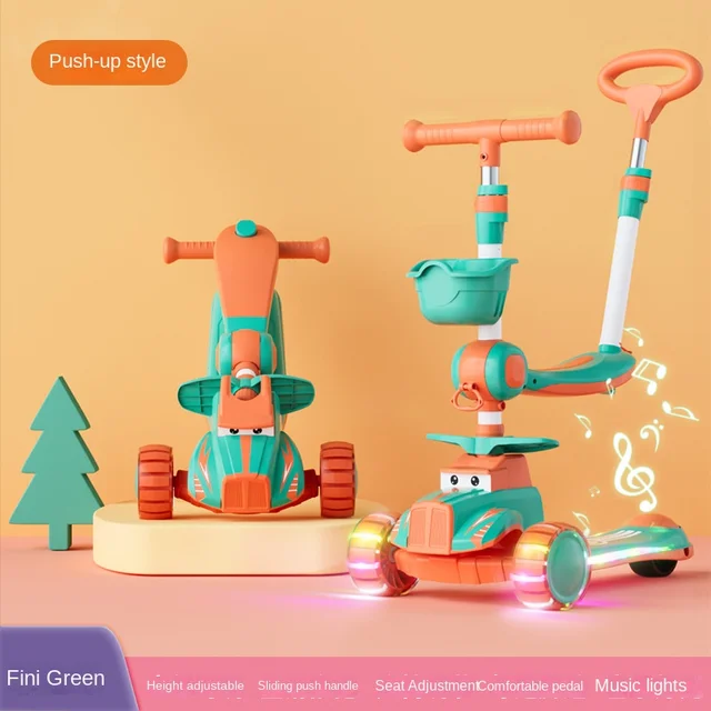 LazyChild Children's Multi-Function Scooter 1-3-6-9 Boys And Girls Baby Seat Toy Balance Three-In-One Toddler Sliding Scooter 6