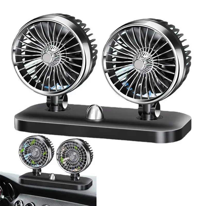 

Double Head Car Fan 180-Degree Rotate Multi-angle Vehicle Fan 12v/24v USB Quiet Vehicle Cooling Fan Rechargeable For Truck Dash