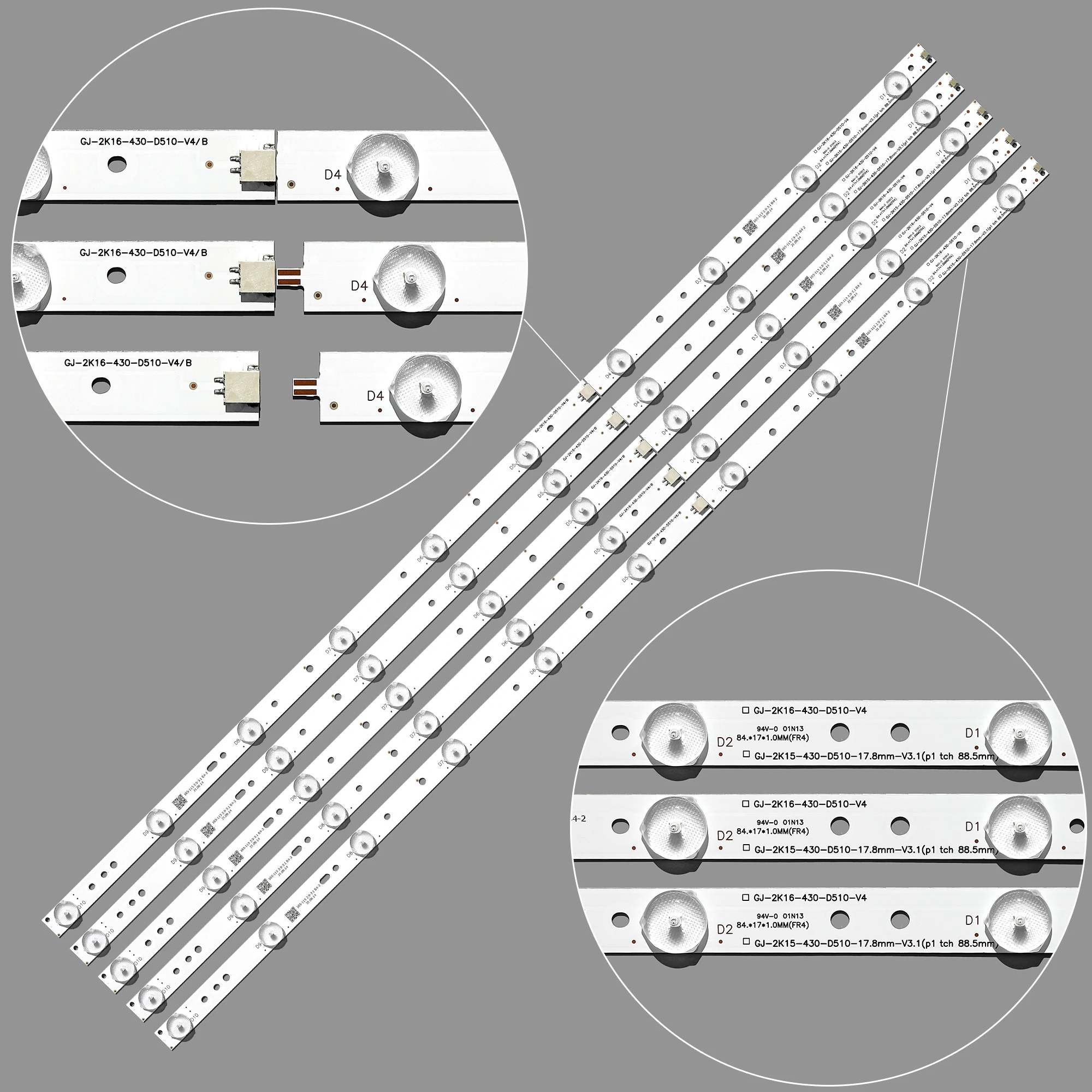 ο 5 / 10LED(3V) 842.5mm LED Ʈ Ʈ 43PUK4900 43OUH6101 43PFT4131 GJ-2K15-430-D510-17.8MM-V4 43PUT4900