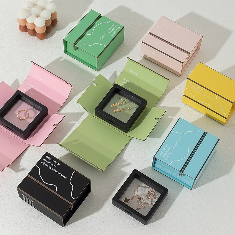 1 Pcs Card Type Foldable Design Carton Jewelry Packaging Box Ring Earrings Necklace Built-In Anti-Oxidation Pe Mold Gift Boxes 1 pcs card type foldable design carton jewelry packaging box ring earrings necklace built in anti oxidation pe mold gift boxes