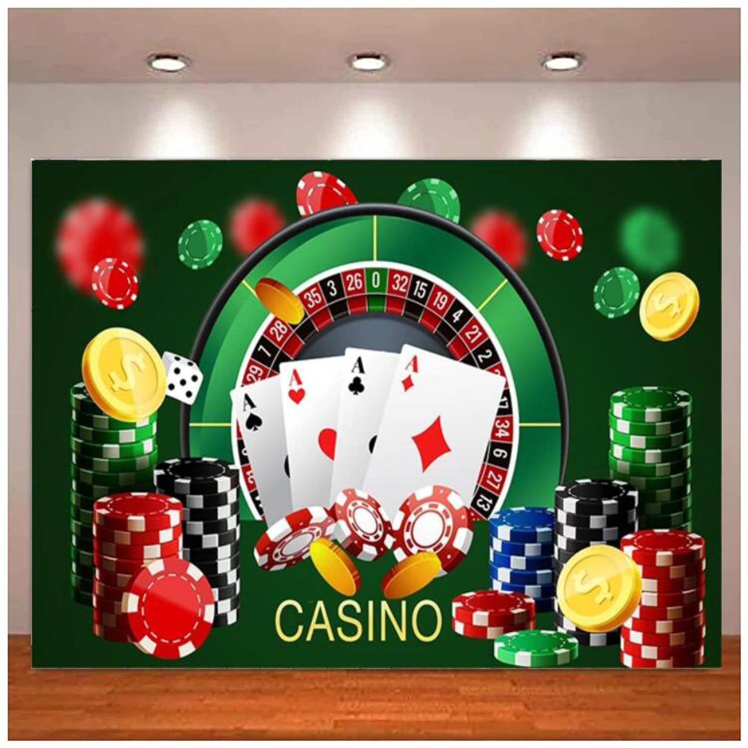 Casino Photography Fondale Tavolo Carte Da Gioco Chip Poker Dadi Roulette Sfondo Photo Studio Puntelli Forniture Per Feste Fotografiche