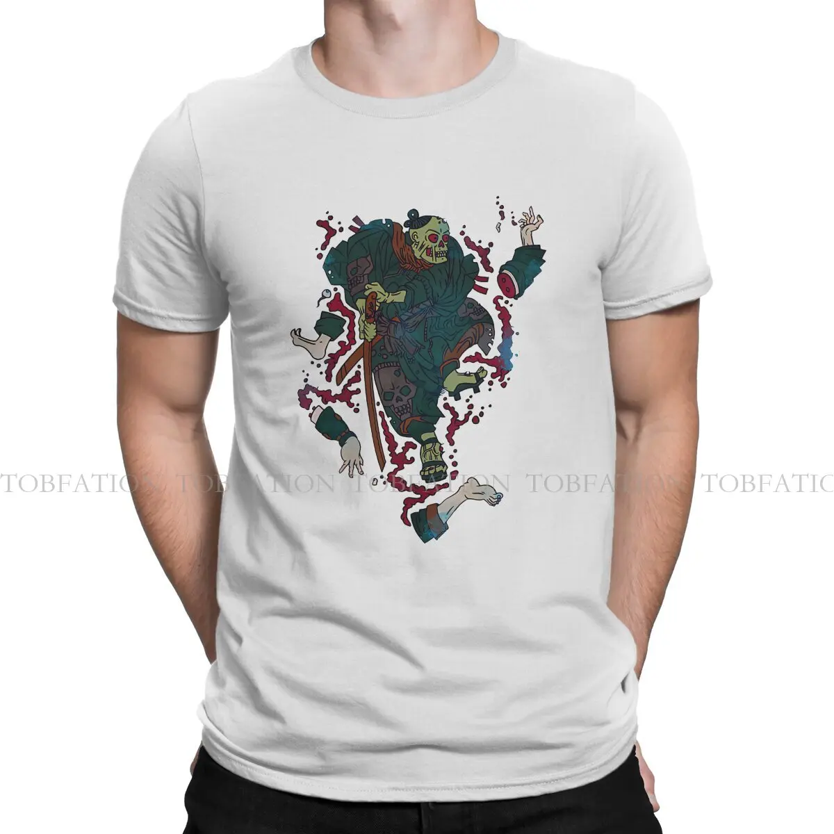 Maglietta Da Uomo Stile Samurai Mad Samurai Zombie! Maglietta Distintiva 100% Cotone Graphic Streetwear Hipster