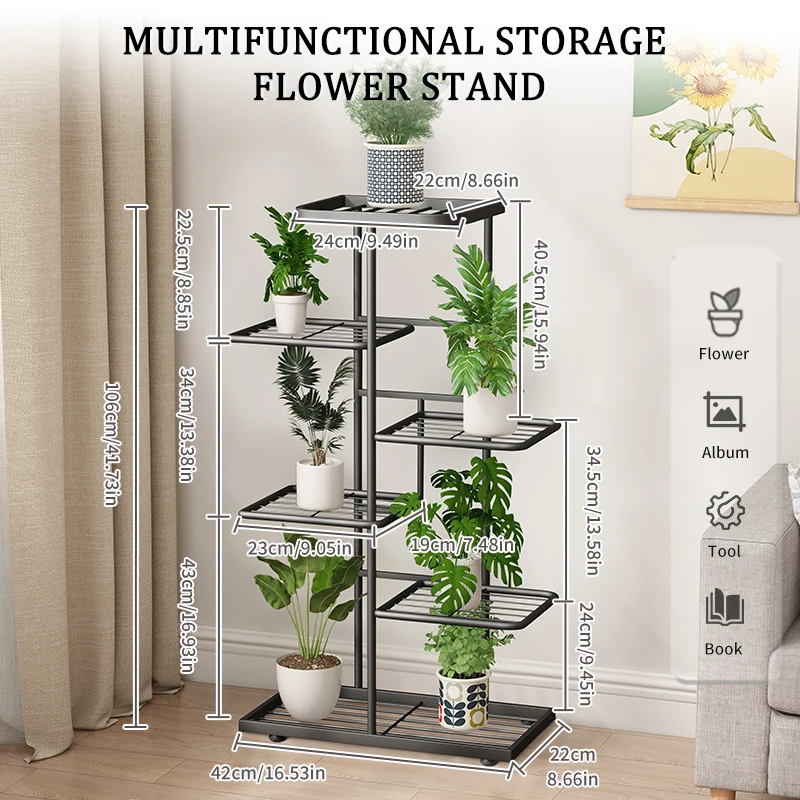 Multi-Tier Iron Flower Plant Stand 3