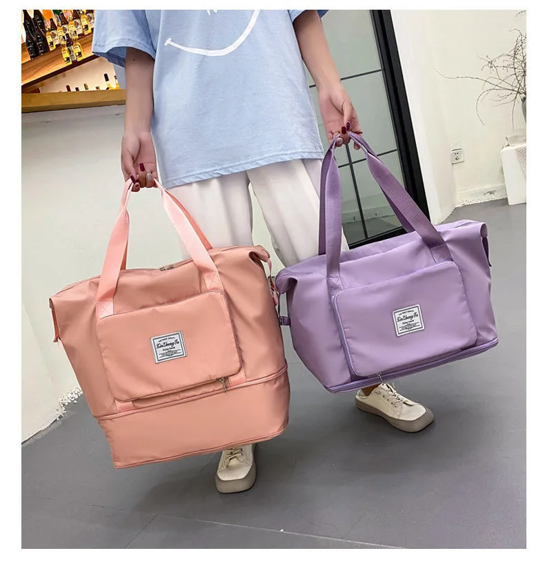 Borsa Da Viaggio Pieghevole Grande Capacità – Sport, Palestra E Weekend – Impermeabile In Tessuto Oxford Con Tasca Separata – Colore Viola, Modello Elegante Semplicità