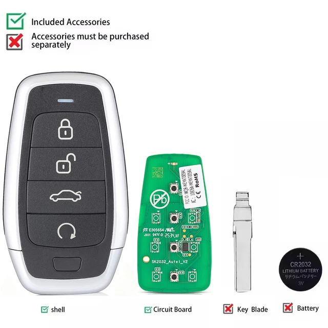 AT004EL IKEYAT004EL กุญแจรีโมทอัจฉริยะอเนกประสงค์ Autel สำหรับ KM100 IM508 IM608 KM100E ไม่มีใบมีดกุญแจ 5