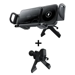 Enhanced Wireless Charging Rotating Car Mount with 90° Adjustment and 15W Output Power (Black A)