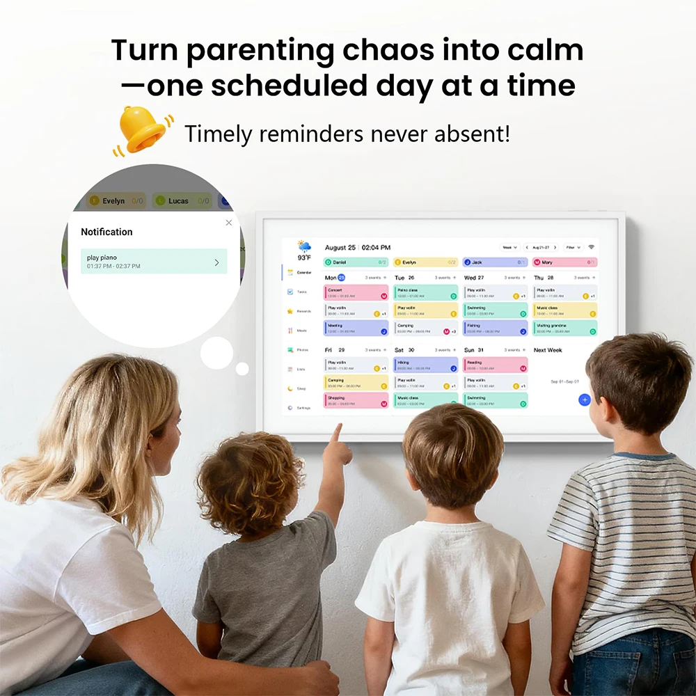 Calendario Digitale da 21,5 Pollici, Pianificatore Familiare con Schermo Touch per Compiti e Premi, Interattivo Genitore-Figlio - immagine 3
