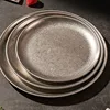 304 Stainless Steel Plates Industrial Style Vintage Coffee Trays Creative Steak Pasta Dessert Plates Flat Bottom Retro Tableware 2