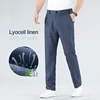 2024 New Ultra-thin Men's Fashion Pants Summer Business Breathable Linen Comfortable Male Casual Straight Trousers 1