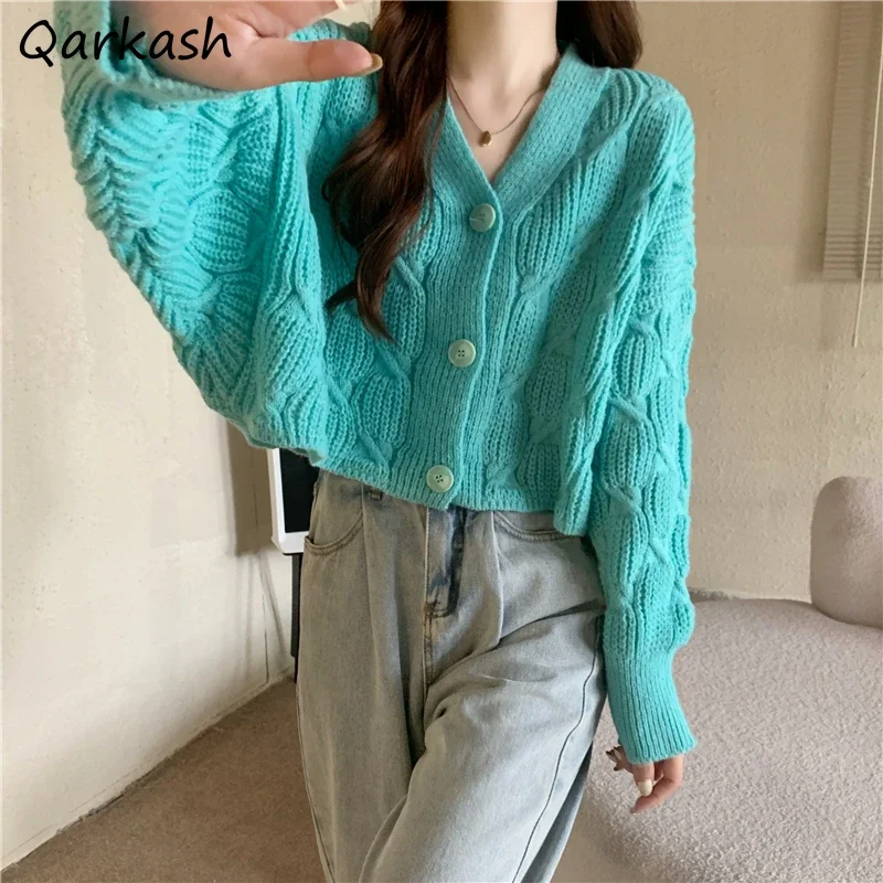 

Vintage Slouchy Cardigans for Women Autumn Sweet All-match Baggy Short Sweaters Girls Fashion Knitted College Ulzzang Outwears