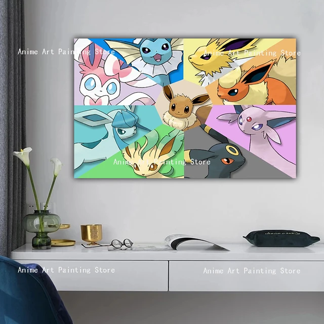 Retro Pokemon Eeveelutions Poster Eevee Umbreon Leafeon Canvas