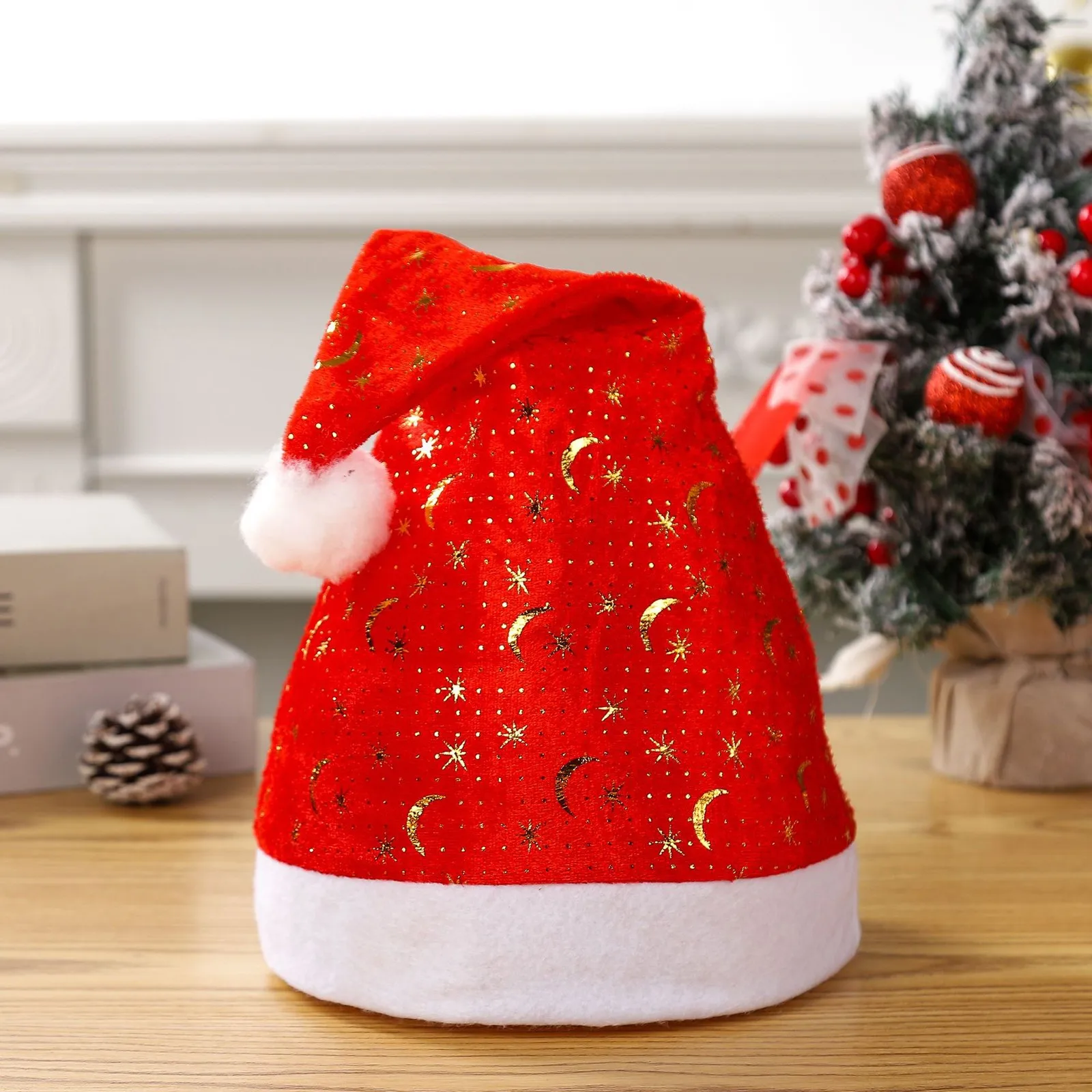 Snowfake elk hat winter thicken knitted velvet cloth adult Christmas hat Merry Christmas decor gifts Happy New Year