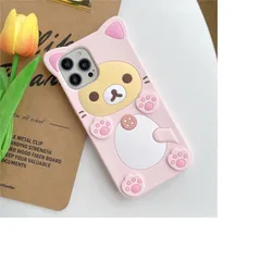 Kawaii Rilakkuma Bear Silicone Soft Phone Case - iPhone 6 Plus 6 sPlus (Pink)