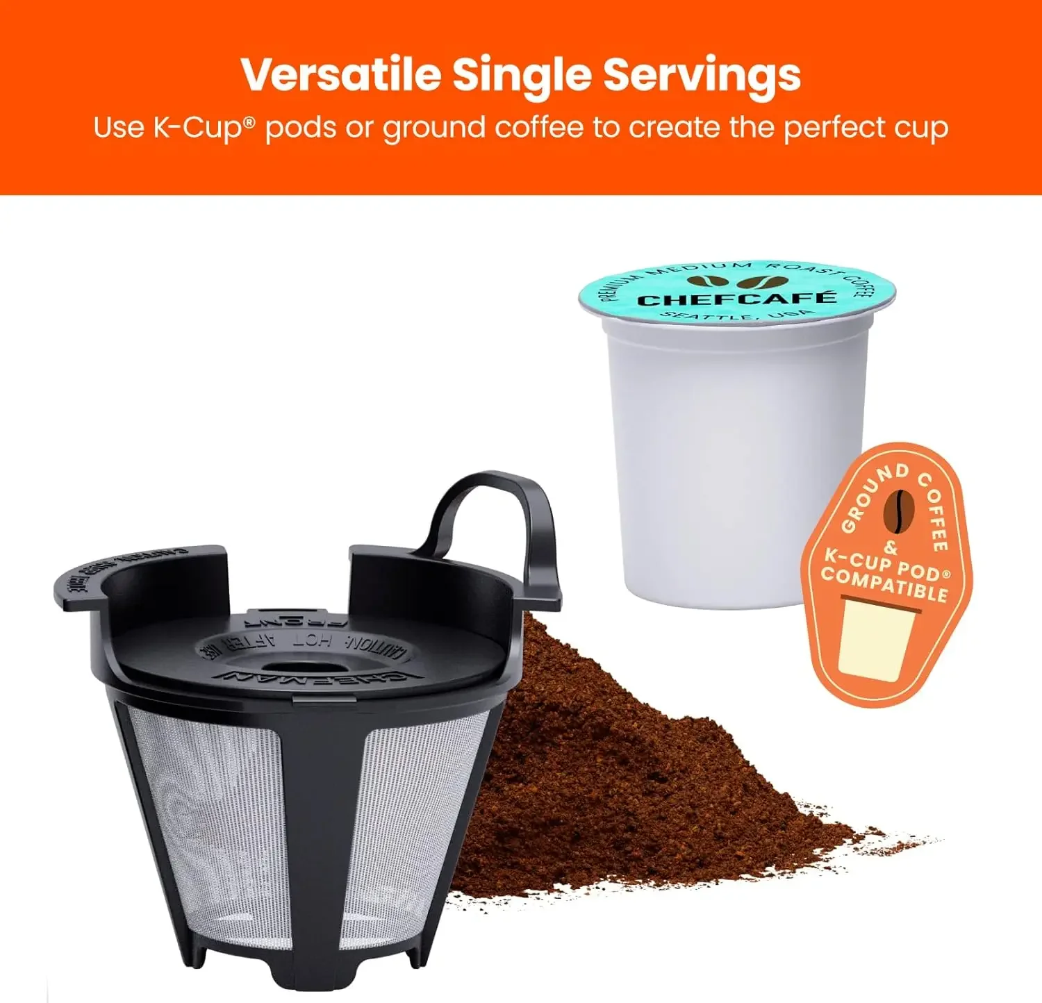 NEW Single Serve Coffee Maker: K-Cup & Ground Compatible, Single Cup 6-12 oz Portable Drip Coffee Machine with Filter