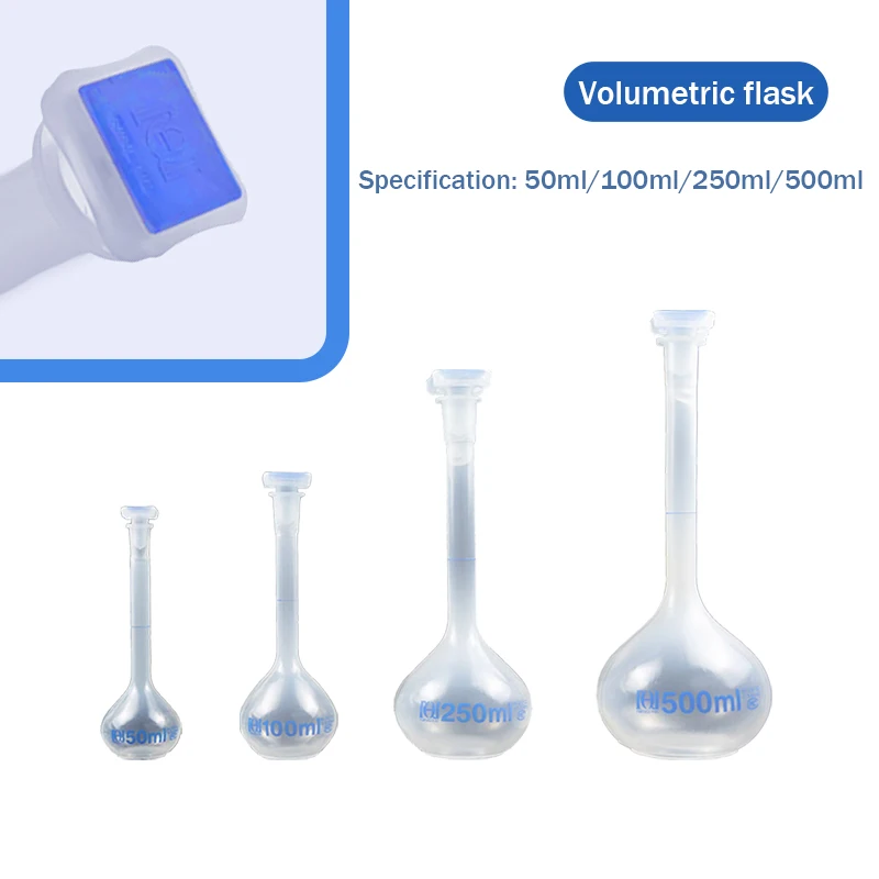 

50/100/250/500ml Precise Durable Long Neck Lab Volumetric Bottle Flask Polypropylene With Graduation Mark And Stopper PP Plastic