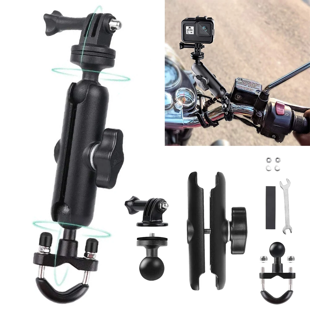 액션 카메라 클램프 거치대, 1/4 스레드, 360 ° 오토바이 자전거 핸들바 마운트 브래킷, GoPro Hero8 7 6/5 용