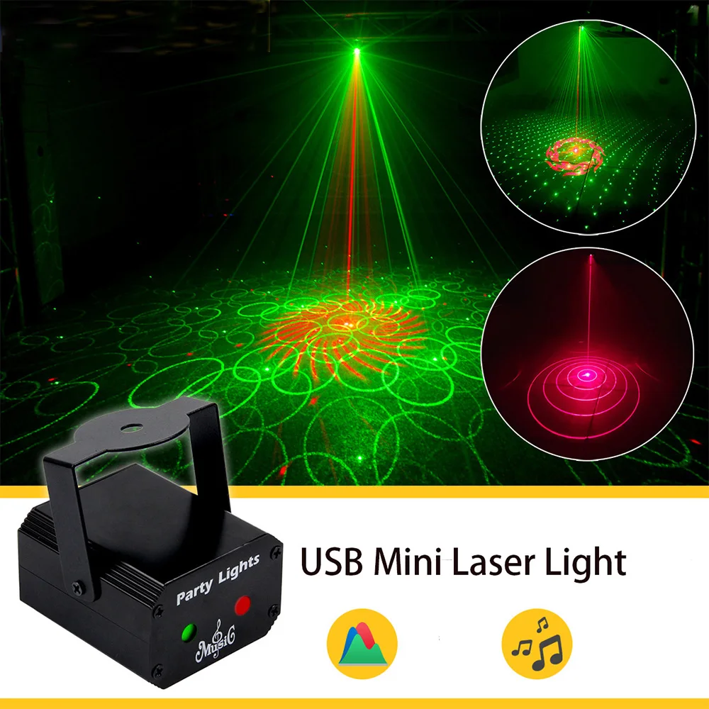 جهاز عرض ضوئي ليزر ديسكو صغير ، الأشعة فوق البنفسجية ، RGB LED ، DJ Strobe ، تأثير المسرح ، USB قابل لإعادة الشحن ، حفلة العيد ، إضاءة الكرة