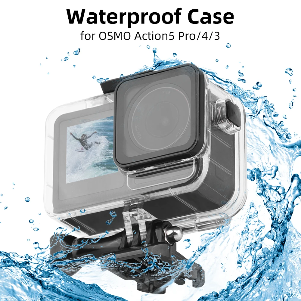 Action Camera Accessory Action Camera Protector Waterproof Case for DJI Osmo Action 5 Pro/4/3 Underwater Dive Housing Case Protector with Floating Hand Grip Accessories