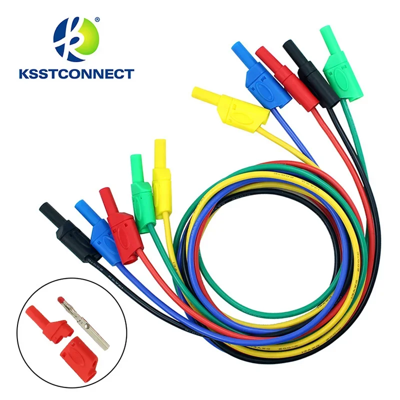 AST Labs 4mm Stackable Banana Plug Test Leads – 5 Colors, 3ft, 18 AWG, 15A