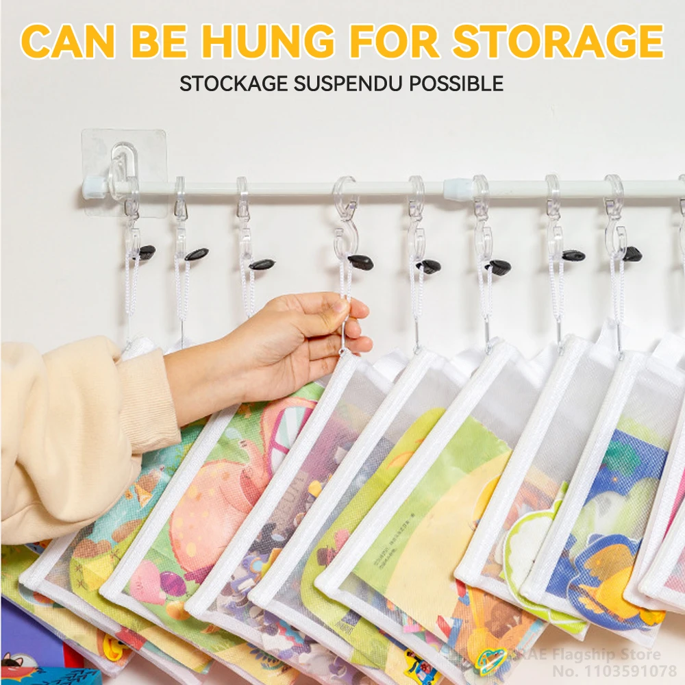 Children's Room Organizer and Toy Storage Bag with ZIP Pouch Pocket